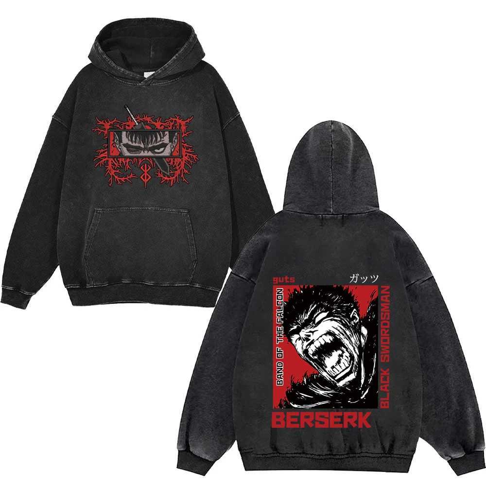 Rampage Anime Hoodie Mens 100_ Cotton Guts Printed Manga Sportswear Gothic Harajuku Pullover Retro Black Street Clothing Autumn W240921