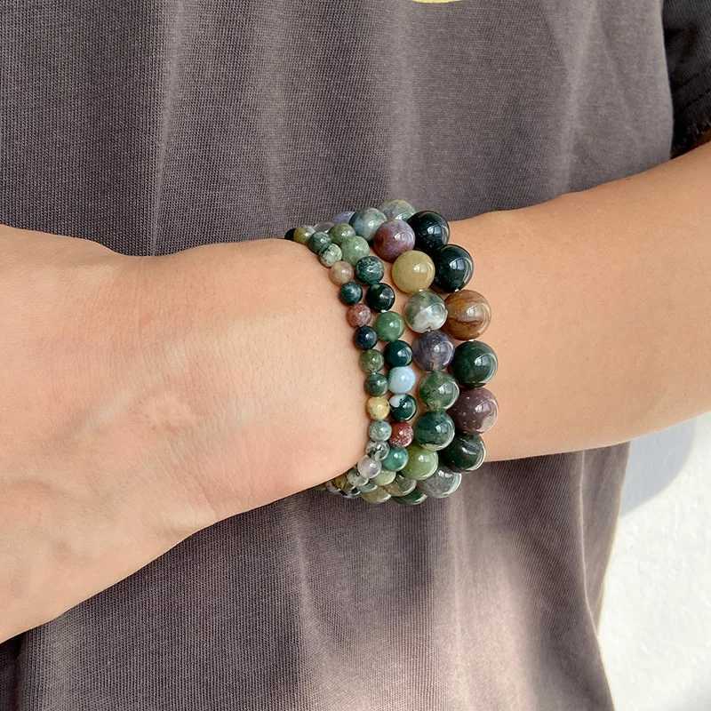 4 6 8 10 MM Beads Bracelet Natural Stone Stretch Bracelets For Women Men Lapis Lazuli Moss Agate Lava Bangle Yoga Jewelry 1PCX240921
