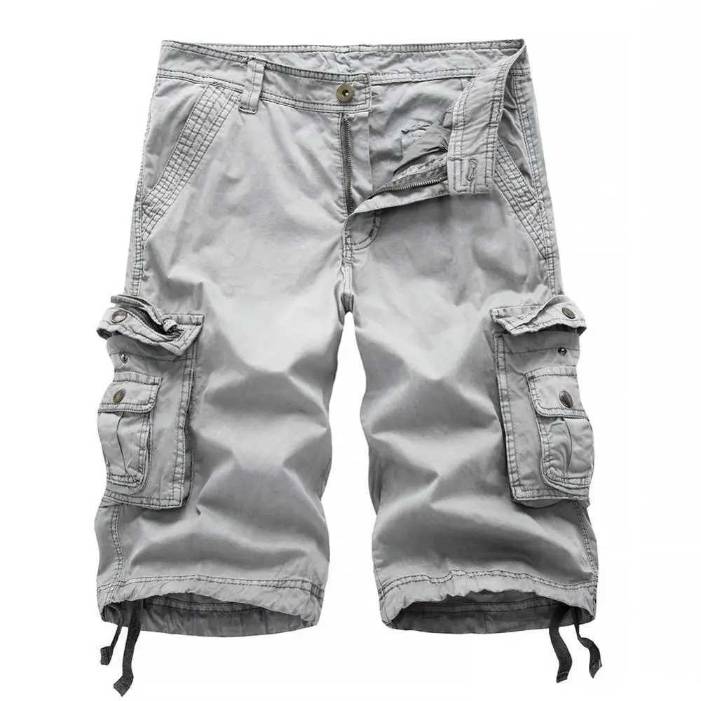 New Summer Casual Shorts Mens Straight Solid Sports Shorts Men Joggers Cargo Shorts Fashion Cotton Knee Length Sweatpants ManX240921