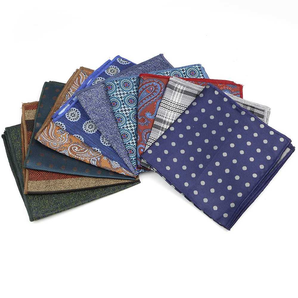 Hot Sale Polyester Hankies Man Cashew Flower Fit Business Lovers Day Pocket Square Handkerchiefs Daily Wear Wedding Party GiftsX240921