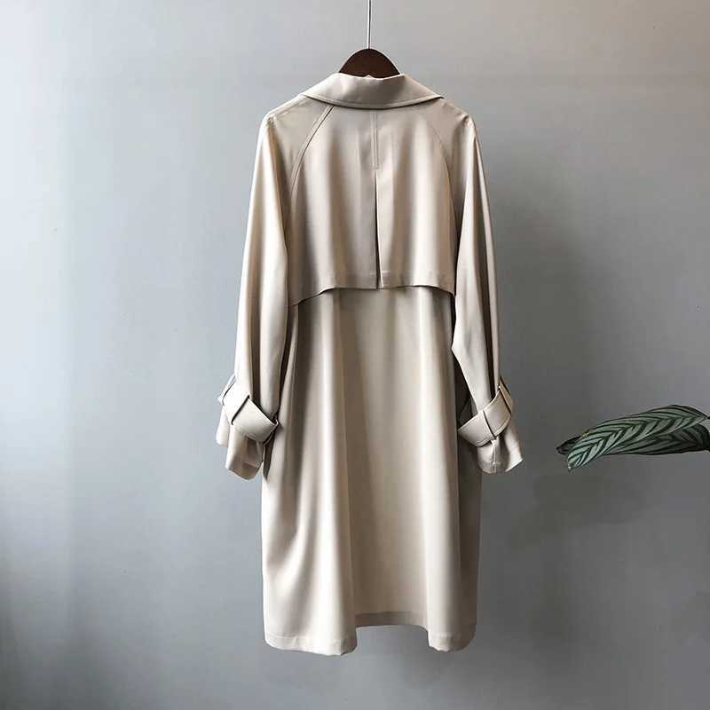 Trench Women Office Lady Baggy Temper Minimalist French Style Autumn Coat Fashion Vintage Harajuku All-match Classic Long SleeveX240921
