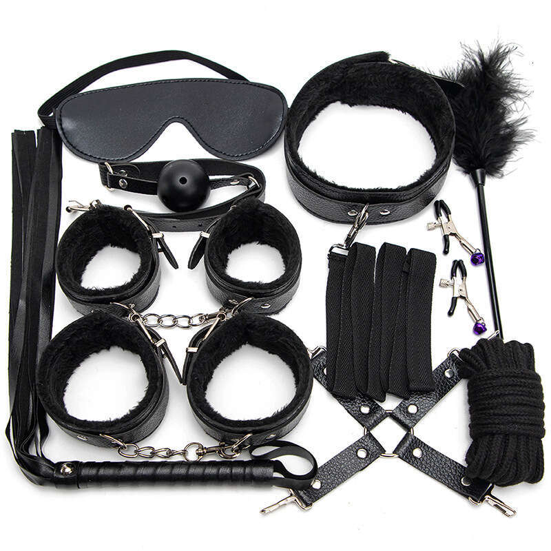 Sexuality products SM props 10 piece set with binding ropes, handcuffs, training mouth stoppers, breast clips, alternative adult sex products