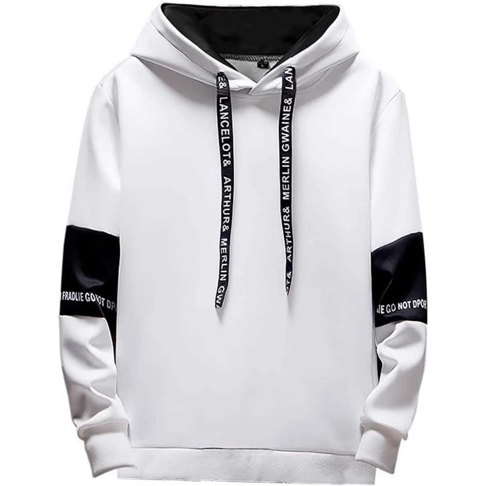Mens long sleeved casual and letter sports shirt mens hooded sweatshirt spring hip-hop Pullover sports top hooded sweatshirt W240921
