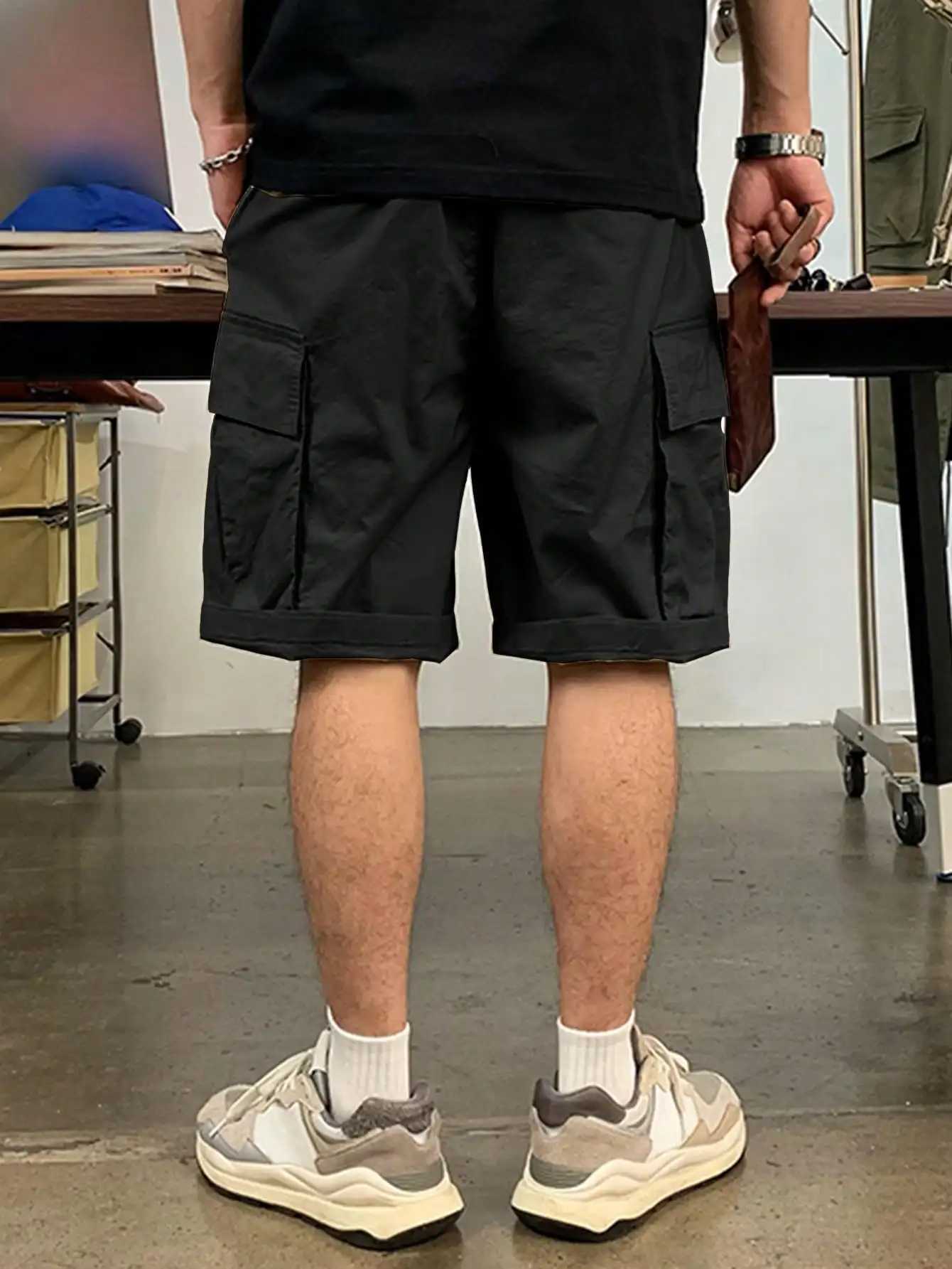 Mens Drawstring Cargo Short Pants Lightweight Big Flap Pocket Loose Trendy Shorts Mens Work Pants OutdoorsX240921