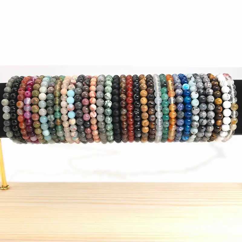 6MM Natural Stone Beads Bracelets For Women Men Multicolor Agate onyx crystal quartz Stretch Bracelet Handmade JewelryX240921
