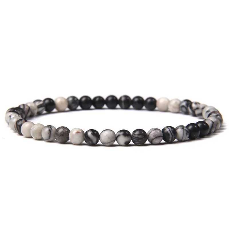 New Black Beaded Bracelet 4mm Mini Lava Malachite Onyx Natural Stone Bracelets For Women Men Cool Goth Wristband Fashion JewelryX240921
