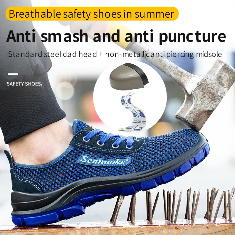 Mens safety shoes with lightweight steel toe caps suitable for workers work no need for transportation industrial safety tennis 250226