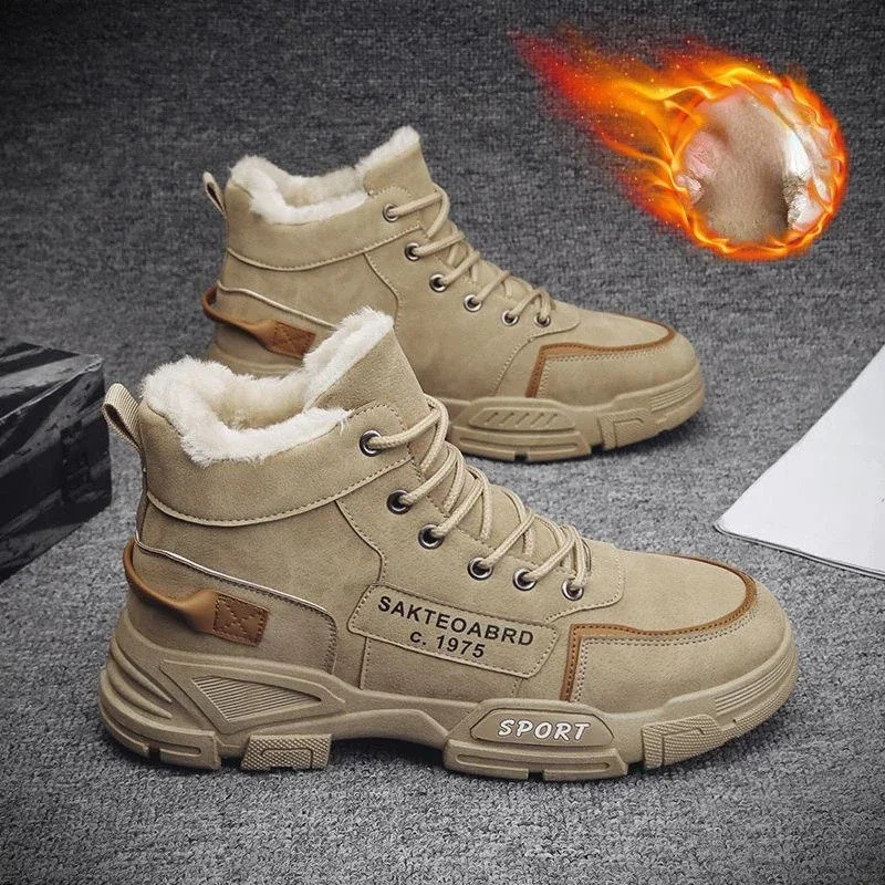 Free shipping designer shoes new men's winter fashion plush snow casual outdoor sports shoes lace up warm shoes anti slip snow boots shoes balanc