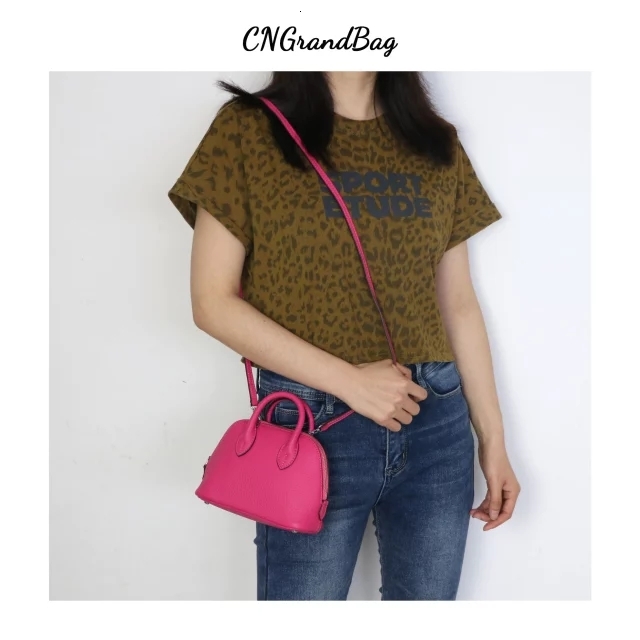 New Free Shipping Women Genuine Grain Shoulder Small Crossbody Multi Color Leather Shell Bag