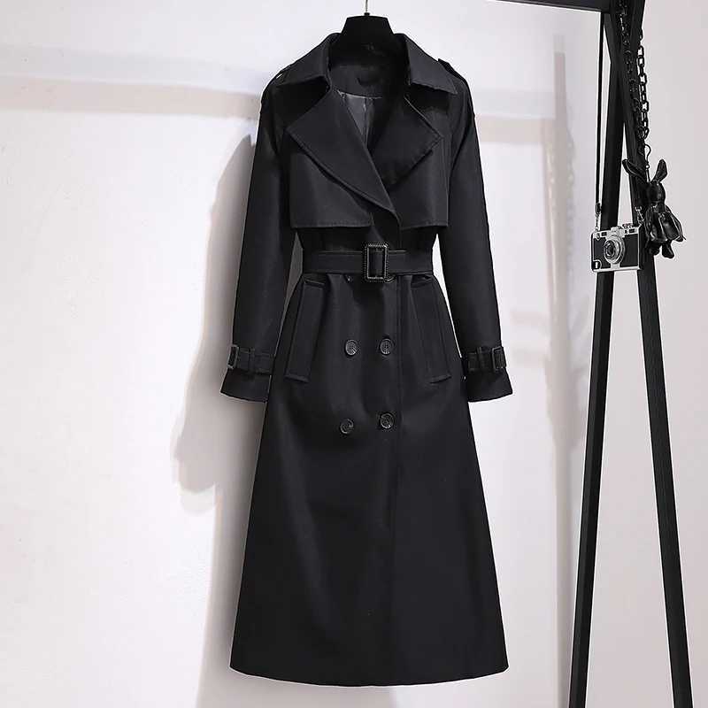 Laxsesu Trench for Women Double Breasted Turn-down Collar Long Sleeve Coat Autumn 2024 New Fashion Sashes Female Loose OuterwearX240921