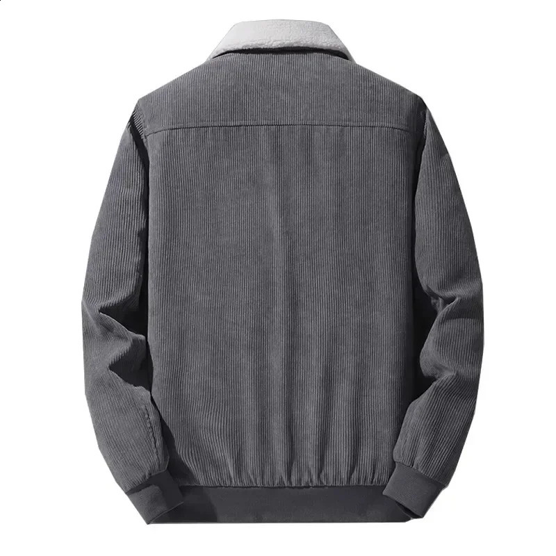 Winter Fleece Jacket Men Warm Thick Corduroy Fur Collar Coat Male Jacket Casual Fashion Outdoor Windproof Outwear Men 240911