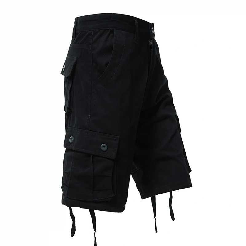 Mens Cotton Cargo Shorts Multi Pocket Tactical Half Pants Sports Casual Hiking Short Pants Fashion Y2K Male ClothesX240921