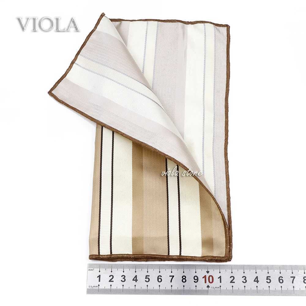 26 color fashion striped grid 24cm pocket square polyester handle brown khaki wedding set mens gift accessories W240921