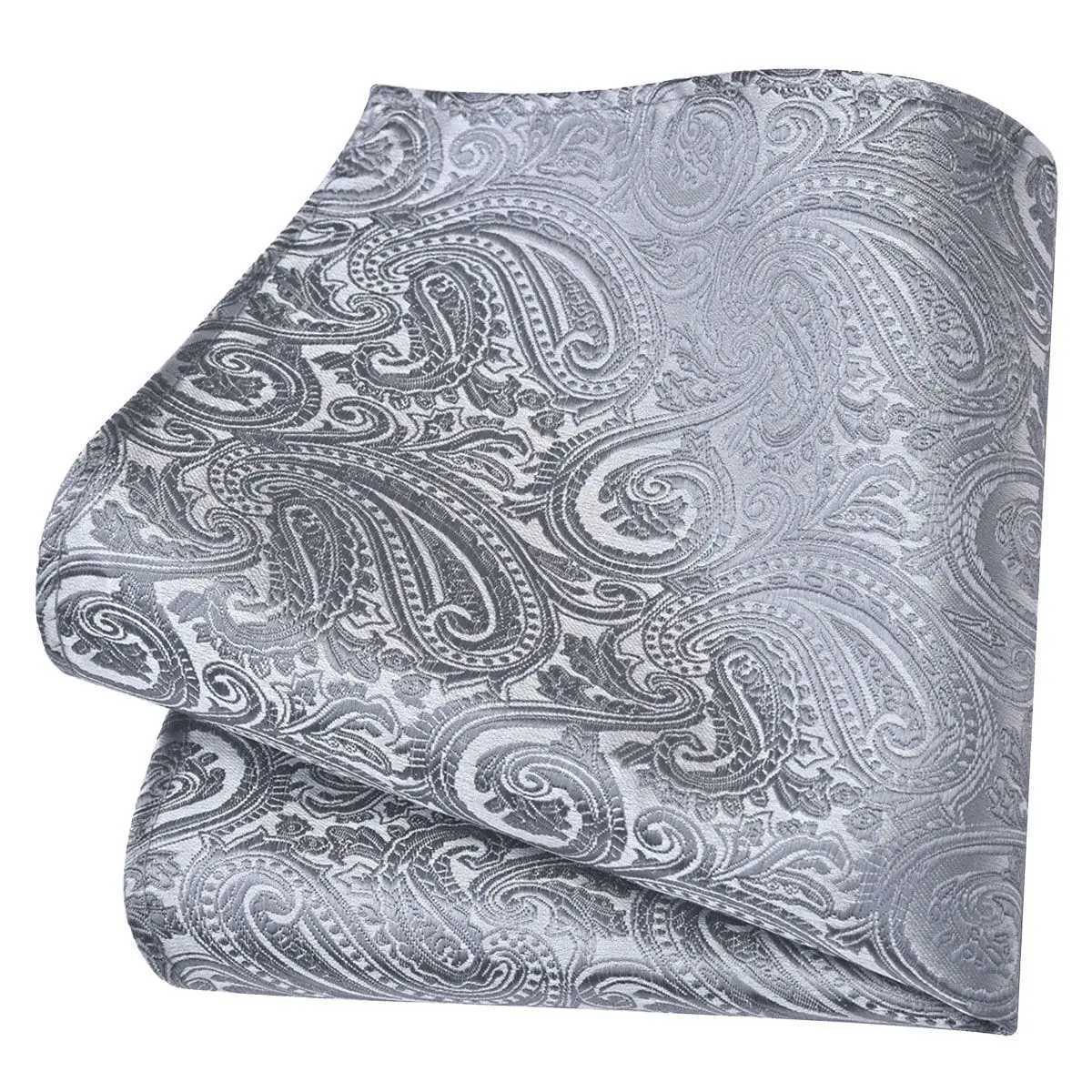 Ricnais Classic Silk Pattern Handle 25cm * 25cm Hanky Green Red Purple Orange Pocket Square Mens Wedding Business Party W240921