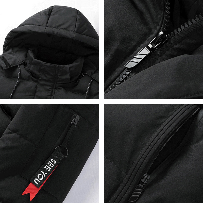 New Winter Warm Thick Waterproof Hooded Parkas Jacket Coat Mens Fashion Solid Casual Windproof Jackets Outwear Male