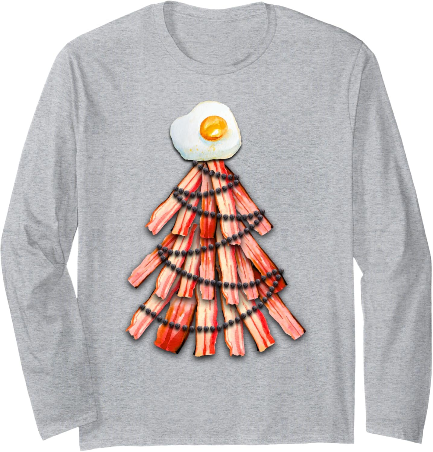 Long Sleeve Shirts for Men sweatshirt Bacon Tree With An Egg On Top Funny Christmas Gift Long Sleeve Tee Streetwear Casual tops clothes fashion
