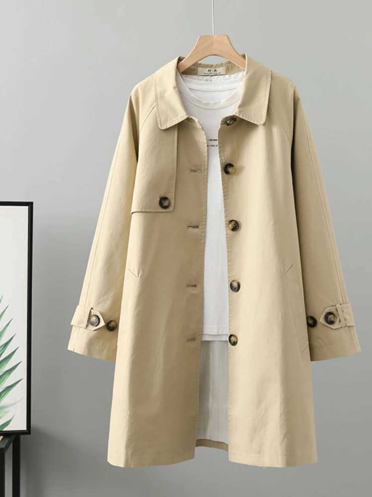 Womens Trench Medium and Long 2023 Spring and Autumn Coat British Style Jackets Temperament Single-breasted Womens WindbreakerX240921