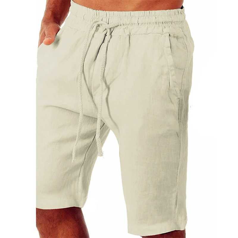 Men Cotton Linen Shorts Loose Sport Beach Shorts Summer Men Casual Cargo Shorts soild Gym Shorts Pocket Sweatpants Male ClothingX240921