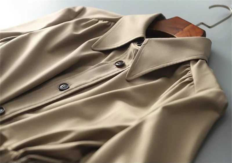 Thin windbreaker Womens 2023 Spring Summer New Korean Style Temperament Coat Medium Length Shirt No Lining CoatX240921