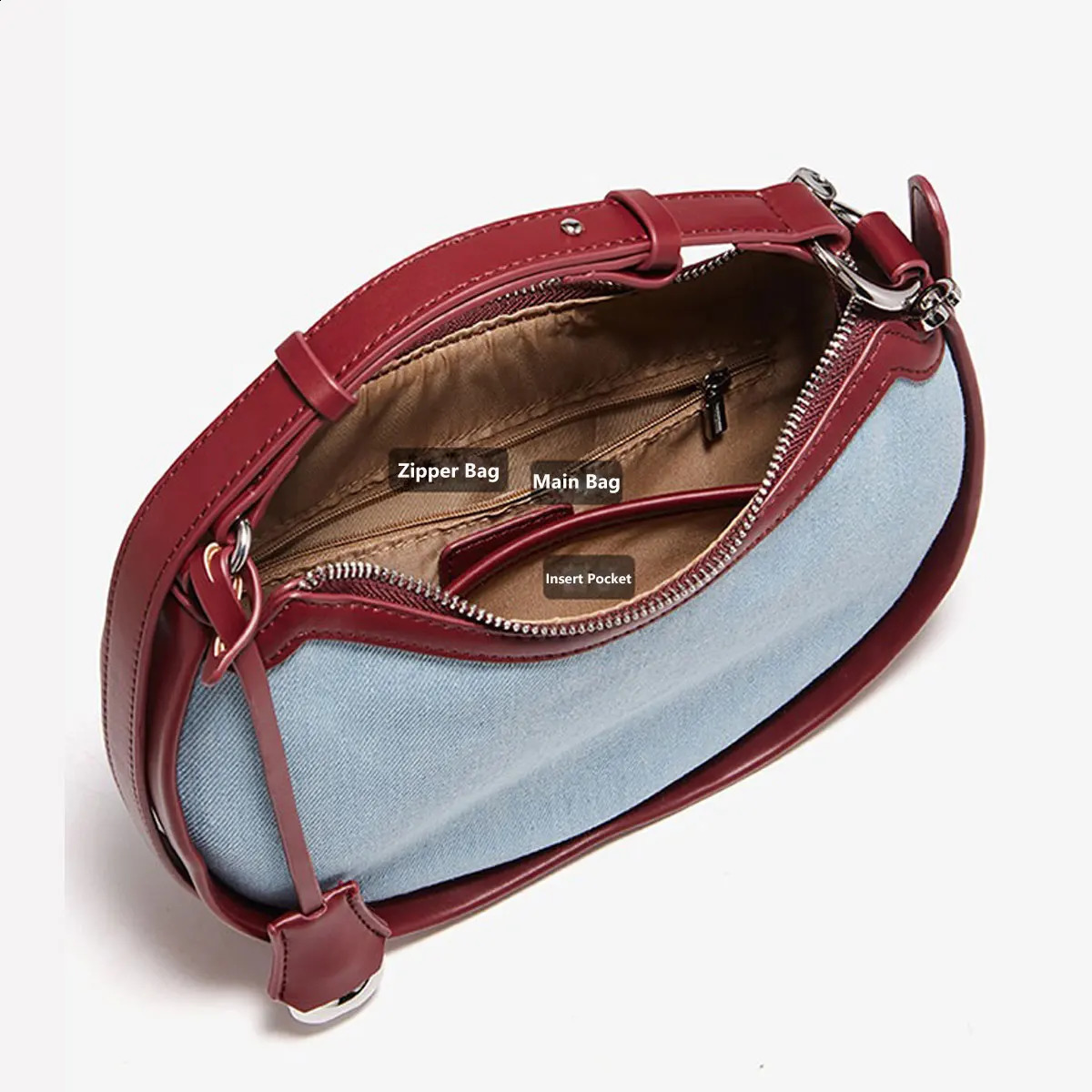FOXER denim womens shoulder bag highquality homeless cross body fashionable PU leather retro simple blue zipper handbag 240919