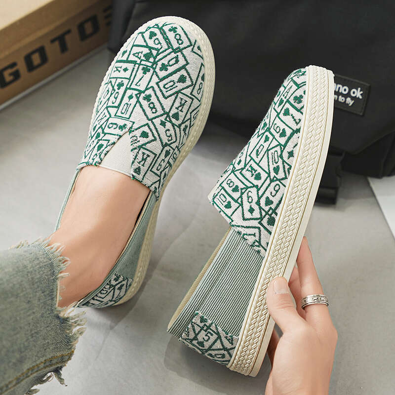 New Summer Fisherman Fashion Print Green Espadrilles Men Loafers Shoe Breathable Slip-On Casual Shoes Man Driving