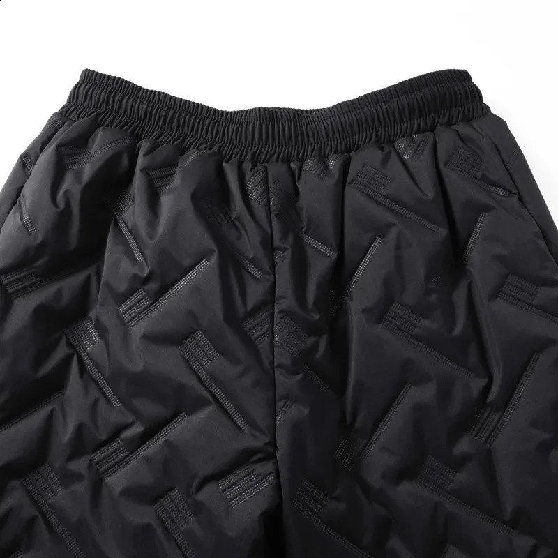 Winter Men Warm Down Pants Thick Sweatpants Drawstring Trousers Men Fleece Running Pants Warm Velvet Ankle-Tied Pants Joggers 240913