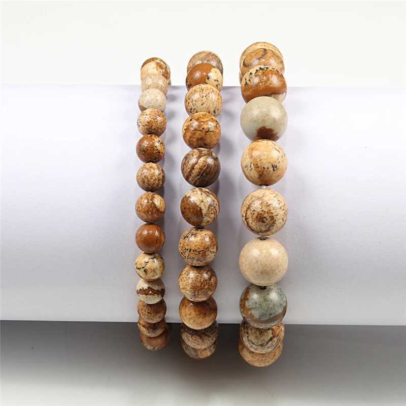 Charm Bracelet Natural Stone Beads 6/8/10mm Volcanic Lava Tiger Eye Beads Elastic Bracelets For Men Women Jewelry pulsera hombreX240921