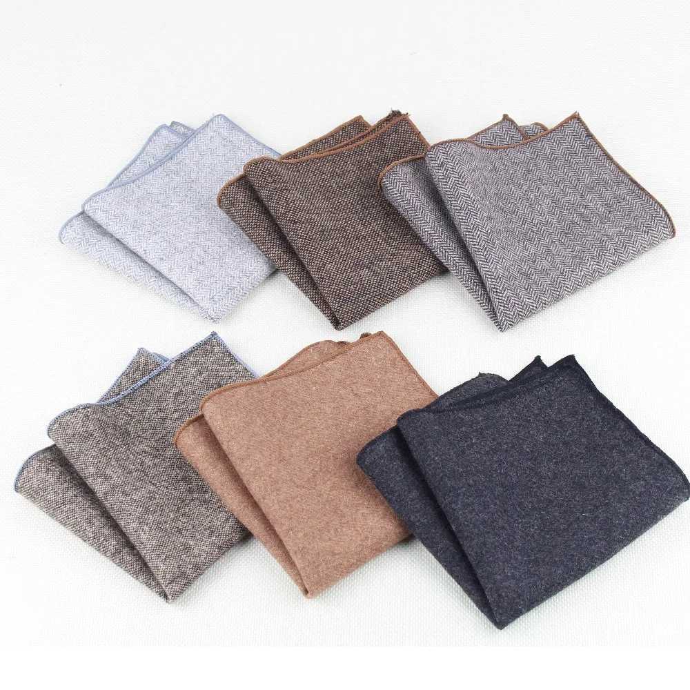 High Quality Hankerchief Scarves Vintage Wool Hankies Mens Pocket Square Handkerchiefs Striped Solid Cotton 23*23cmX240921