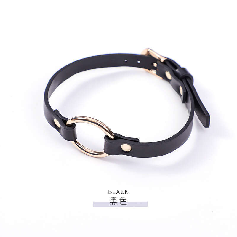 Cross border hot selling SM props, golden circular ring, fun collar, women's SM training, traction neck cover, alternative adult products
