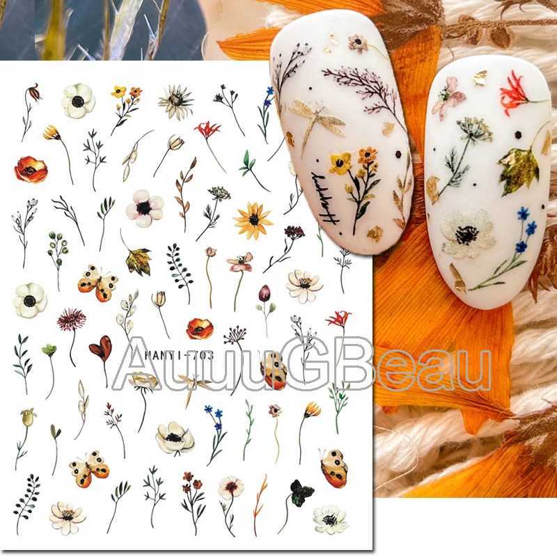3D nail art adhesive slider sticker pink peony frog flower Buds letter sticker used for nail decoration handmade techniques beauty stickers W240823