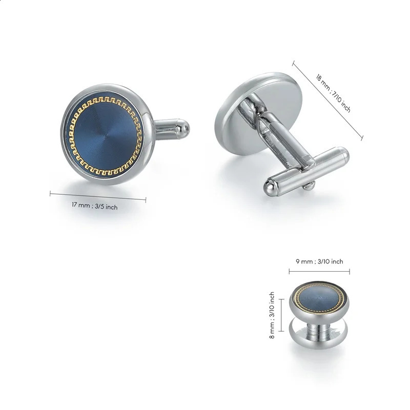 Wedding Man Cuff Link Set Man Shirt Cufflinks Vintage Blue Cufflink Shirts Studs Button And Cufflinks For Mens Tie Clips 240921