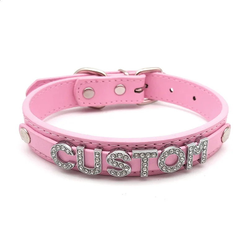 Sexy PU Leather Custom Name Letters Choker Collar Necklaces Men Women Personalized Cosplay Customized Chocker Jewelry 240914