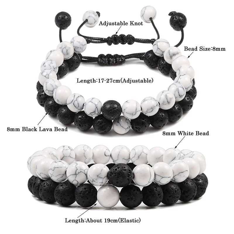 Men Bracelet Tiger Eye Stone Braided Bracelet Black Matte Natural Stone Beads Bracelet Couple Distance Charm Yoga Jewelry GiftsX240921