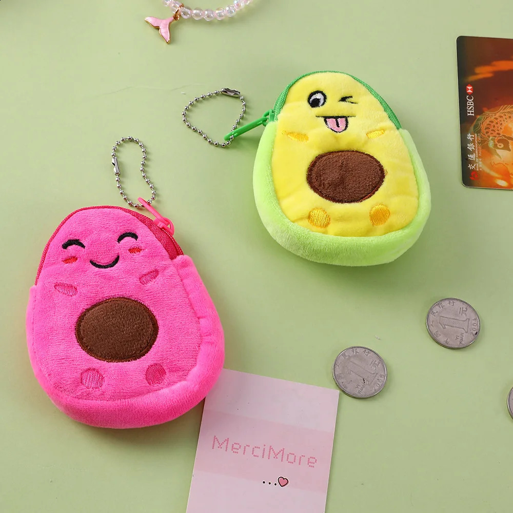 1Pcs Cartoon Mini Fruit Coin Wallet Childrens Funny Cute Plush Schoolbag Hanger Student Girl Change Bag Key Case 240919