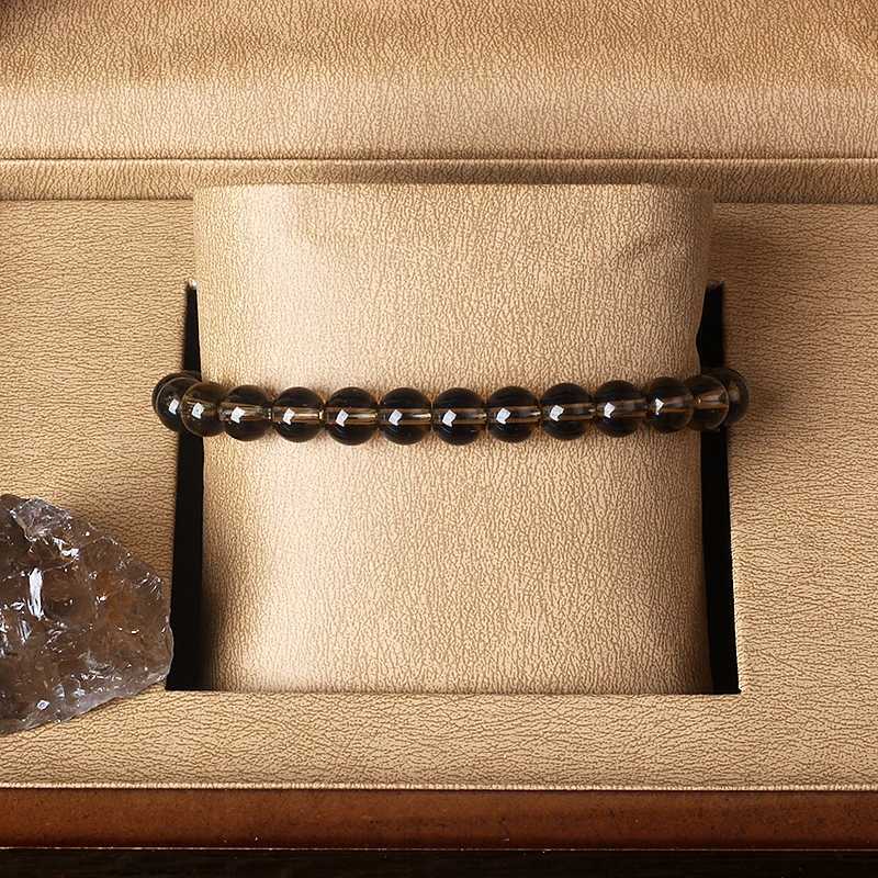 Natural Stone Smoky Quartz Beads Bracelets Men Women Tea Brown Crystal Healing Energy Bangle Yoga Meditataion Jewelry WholeslaeX240921