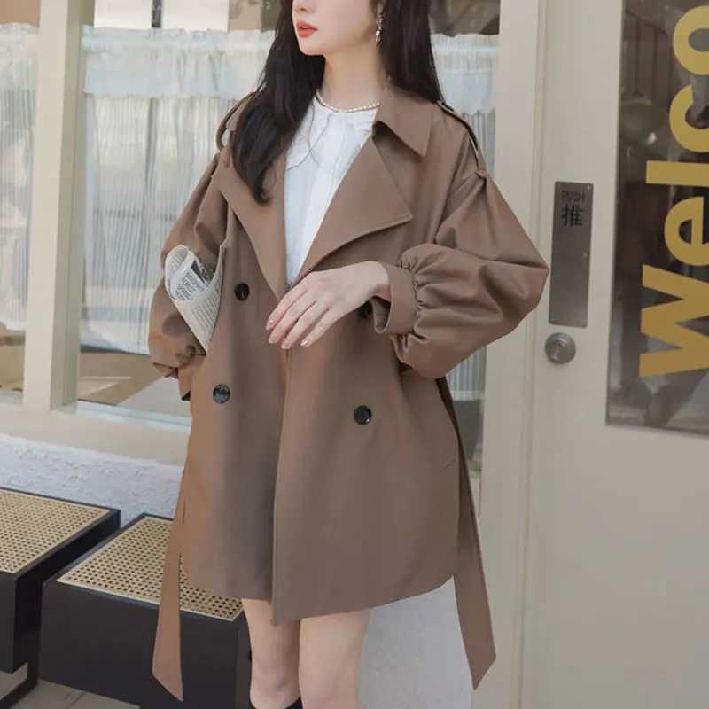 Womens Autumn Korean Fashion Office Lady Simplicity Windbreaker Coat Women Clothes Temperament Solid Color Long Sleeve TopsX240921