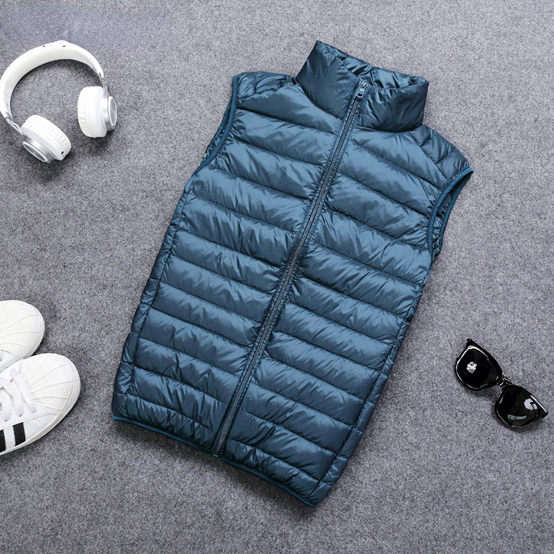 Autumn And Winter 90% White Duck Casual Lightweight Down Warm Solid Sleeveless Jacket Men's Portable Pocket Vest