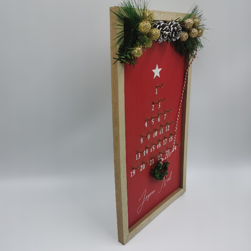 Wooden Christmas Advent Calendar with Magnetic Doors - Festive Holiday Countdown Decoration
