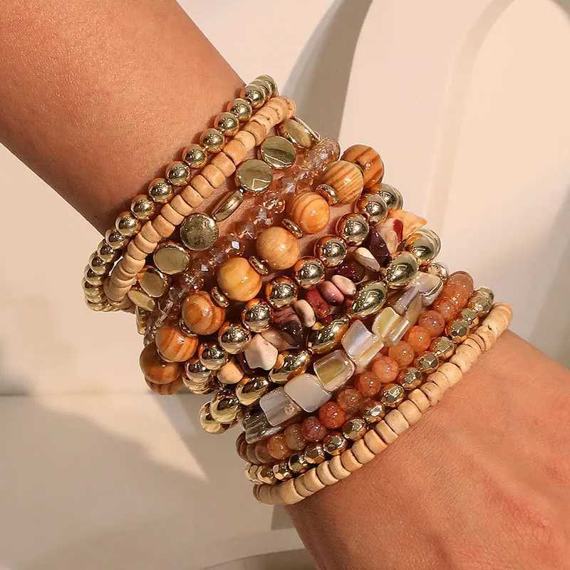 12pcs Fashion Boho Sandy Beach Style Beaded Bracelet Handmade Beach Party Elastic AnkletsX240921