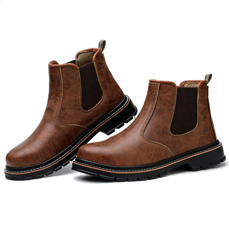 Waterproof mens steel toe work boots shock-absorbing safety shoes 241030