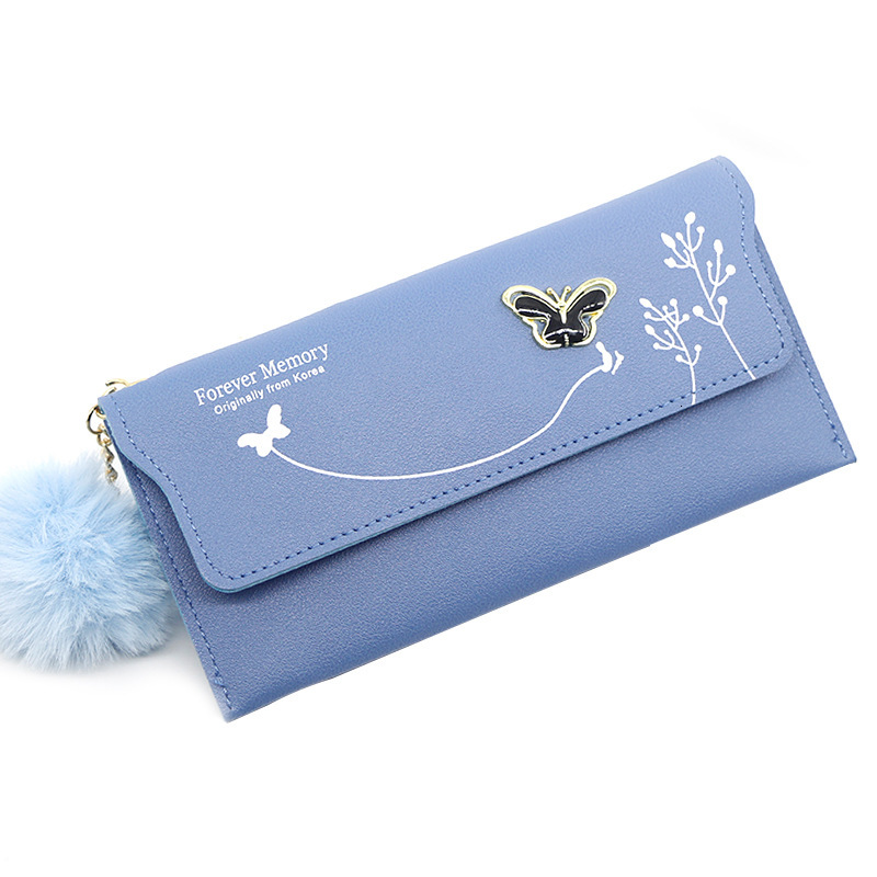 New 2024 Designer Wallet Fashion New Women's Wallet Solid Color Wool Ball Bow Handbag Women's Long Card Bag Coin Wallet Free Shipping