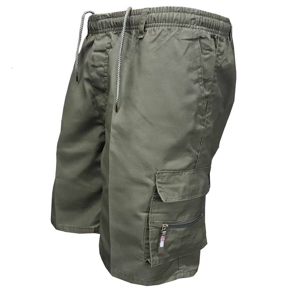 Men's Tactical Summer Casual Jogging Cargo Shorts Loose Multi-Pockets Elastic Waist Work Hiking Overalls Short Pants