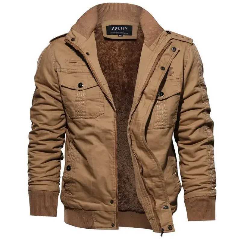 Mens winter coat thick warm jacket bag casual winter jacket high-quality mens multi pocket cargo jacket and Coats6XL W240920