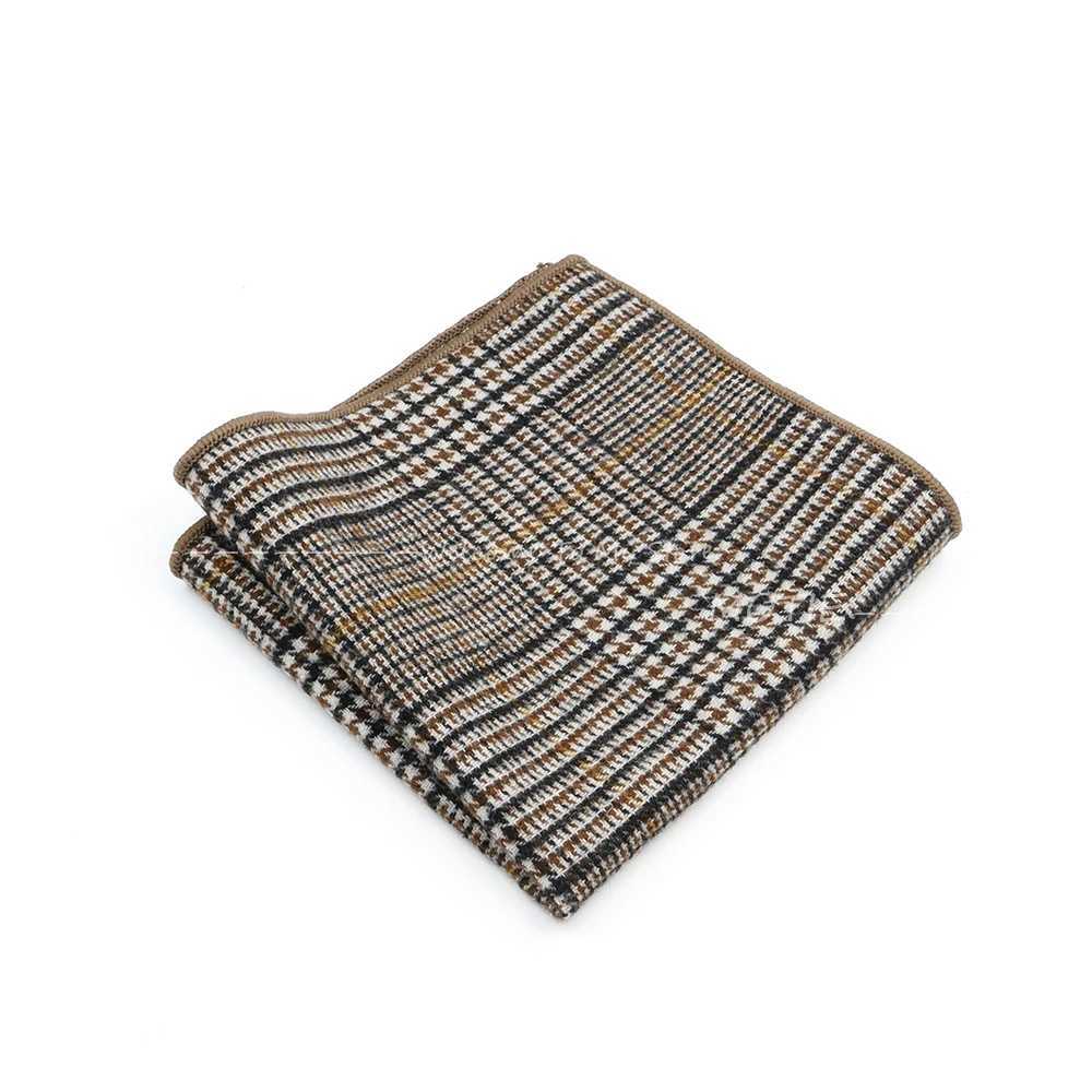 Mens Classic Hanky Plaid Striped Pocket Squared Handkerchief Wool Brown Grey Hankerchief Wedding Party Gift for Man AccessoriesX240921