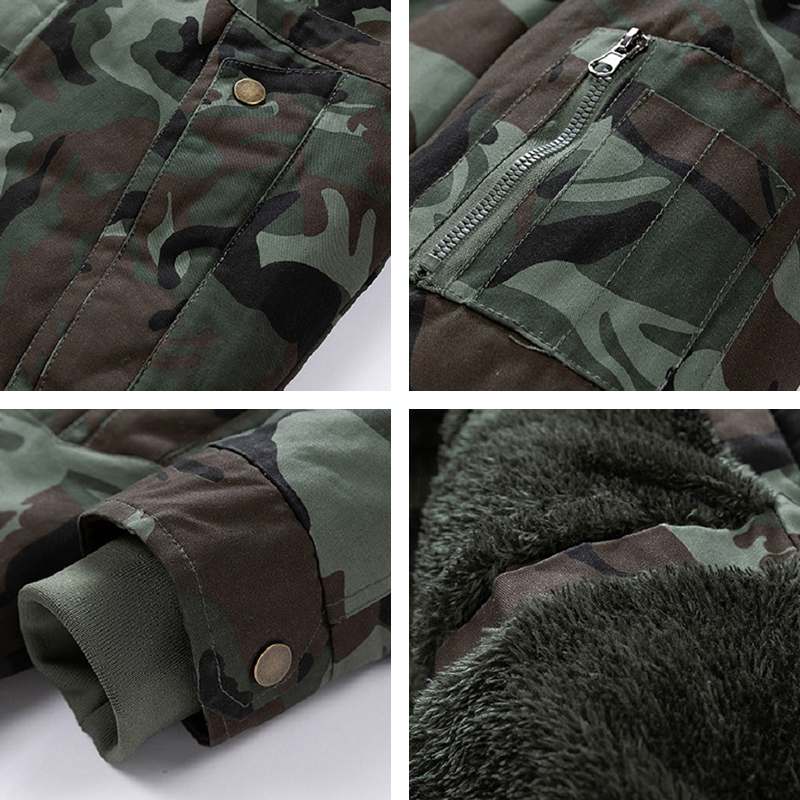 Winter New Warm Jacket Camouflage Hooded Windproof Long Parkas Detachable Hat Outwear Men Fur Collar Thicken Coat Male