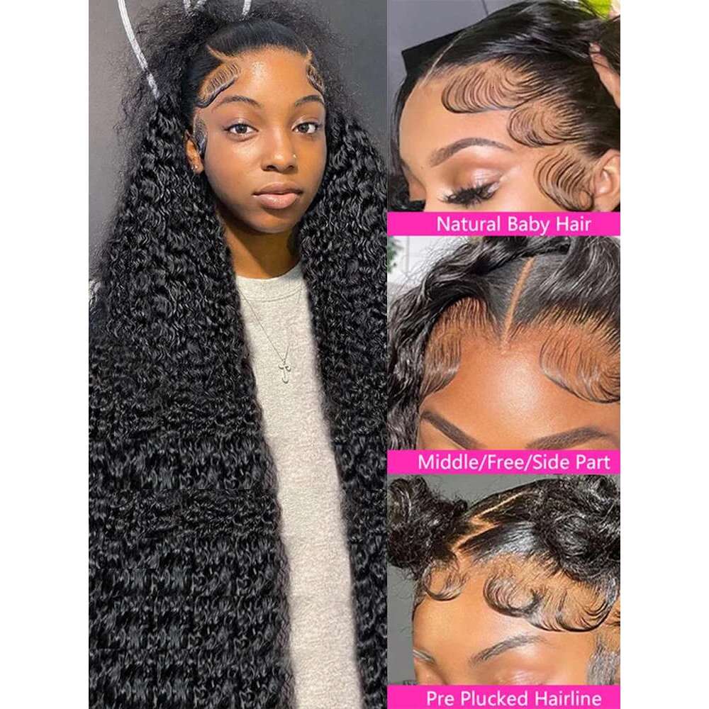 13x6 Deep Wave Frontal 100% Glueless Brazilian Curly Human Hair Wigs 4x4 HD Lace Front Closure Wig