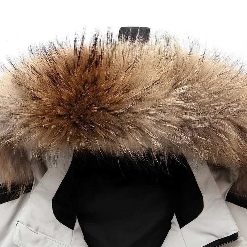 Men's Down Parkas Winter Mens Down Jacket 90% White Duck Down Parkas Coat Male Mid-length Fur Collar -30 Degree Keep Warm Thicken Snow Overcoats 