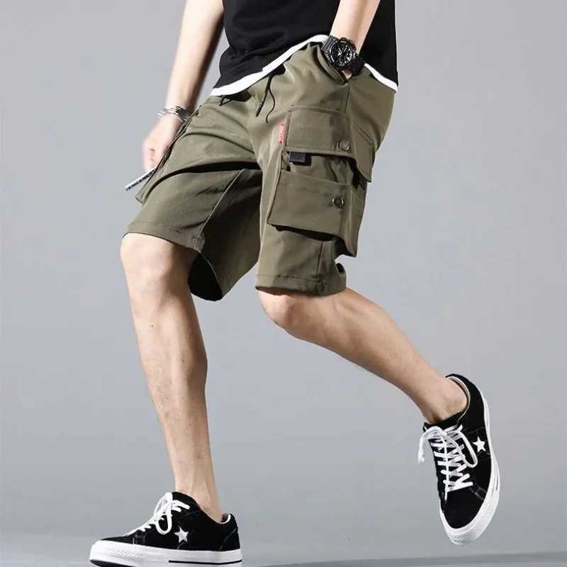 Summer Hot Mens Cargo Shorts Solid Multi Pocket Casual Fitness Loose Work Pants Summer Male Shorts JoggersX240921