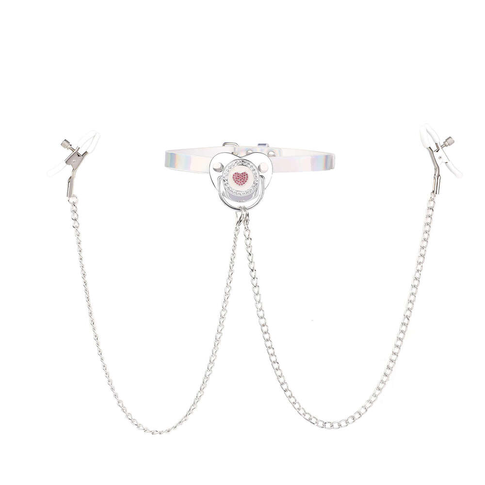 Couple sex training SM props, diamond encrusted pacifier, fun mouth plug, fun chain nipple clip, alternative adult customization