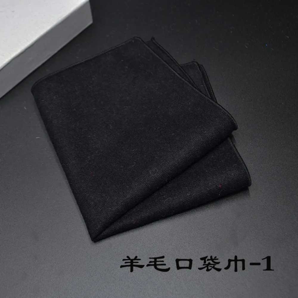 23*23CM New Vintage Wool Pocket Square Plaid Black Handkerchief Mens Business Suit Tie Accessories Scarf Hankies Tuxedo CravatX240921